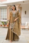 Brown Colour D 50134 By Zaveri Crush Satin Readymade Suits
